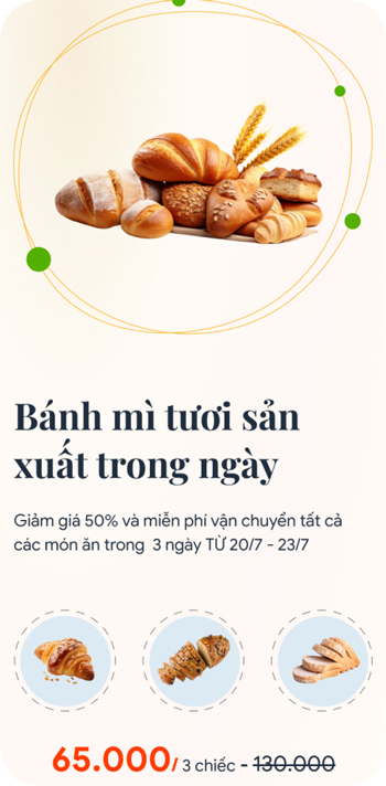 Website bánh mỳ tưoi được làm bằng landing page